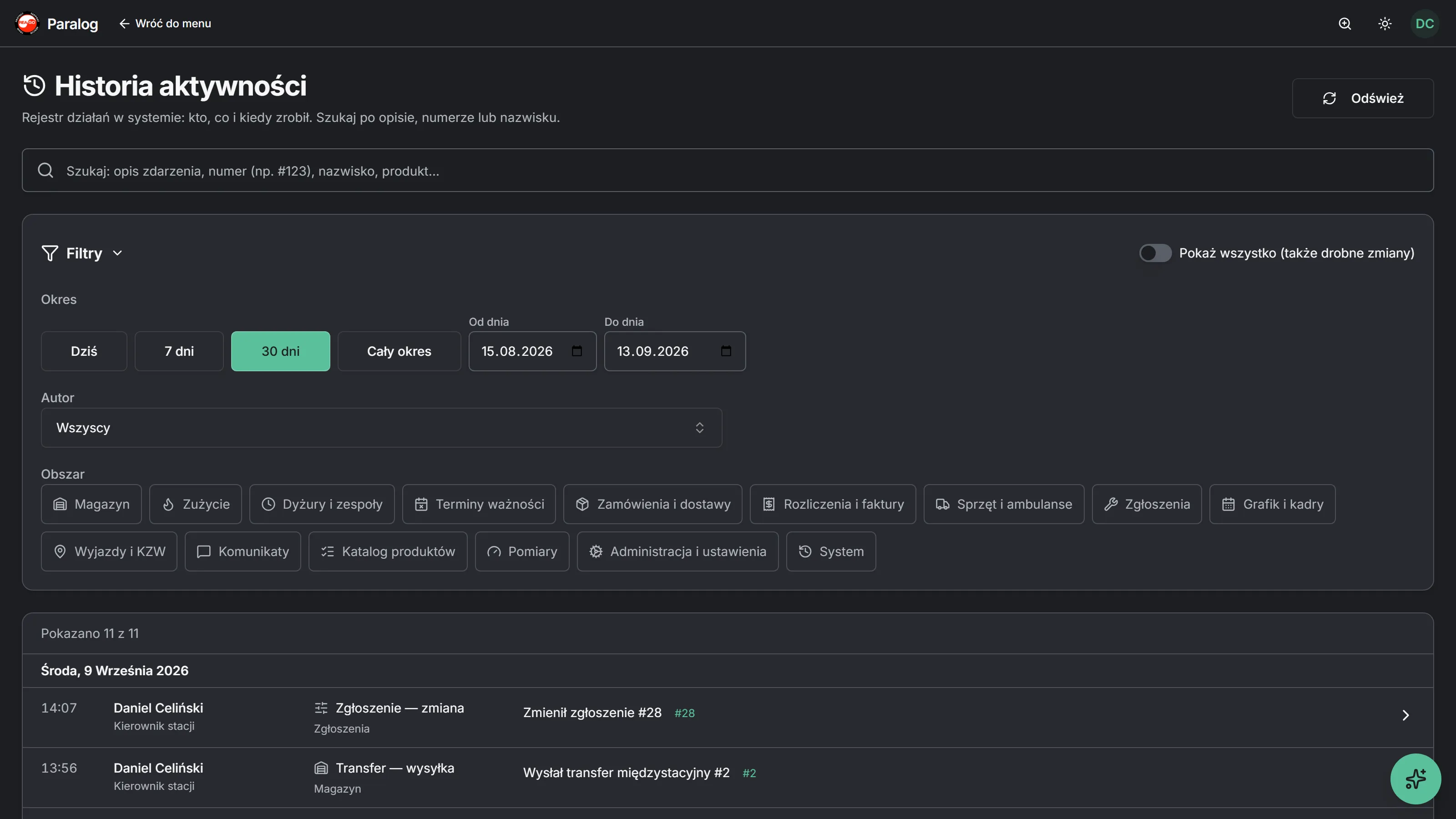 Paralog — historia aktywności