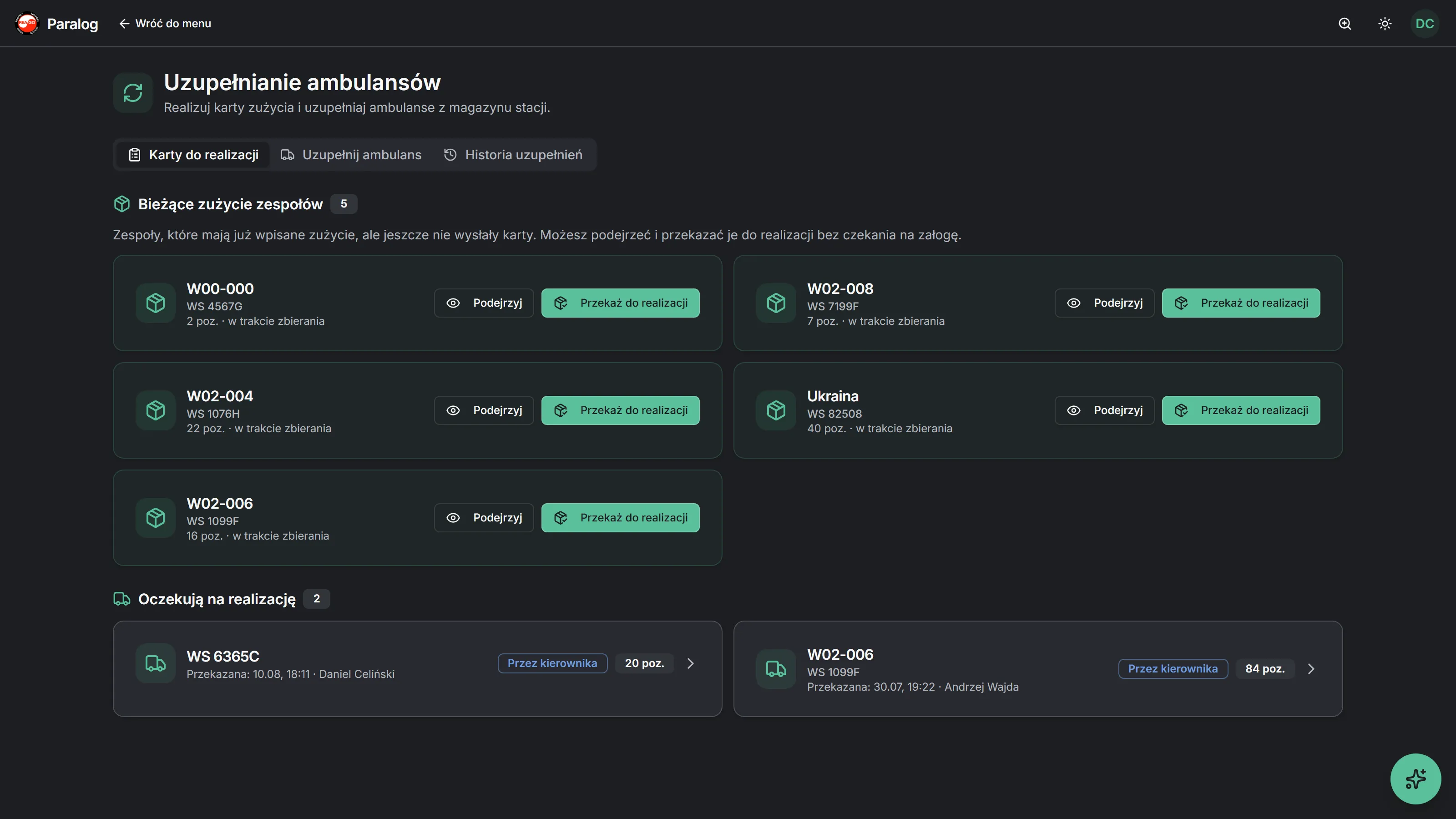 Paralog — magazyn stacji